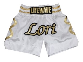 Personalized White Boxing Shorts : KNBXCUST-2044